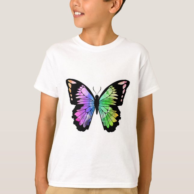 Camiseta Mariposa en colores arcoiris (Anverso)