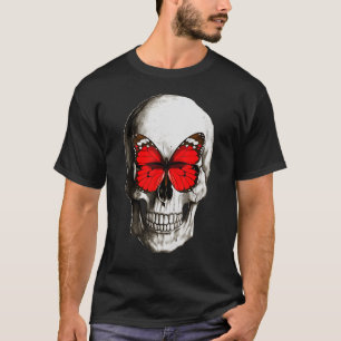 Camiseta mariposa en cráneo humano para hombres mujeres