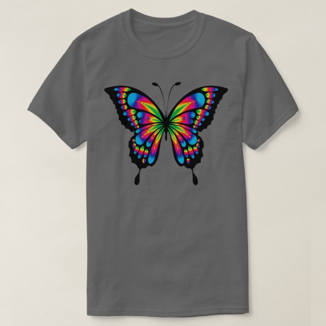 Camiseta Mariposa en diseño prismático y colorido (Diseño del anverso)
