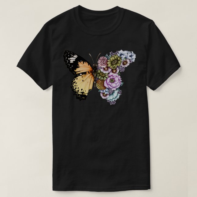 Camiseta Mariposa en flor (Diseño del anverso)