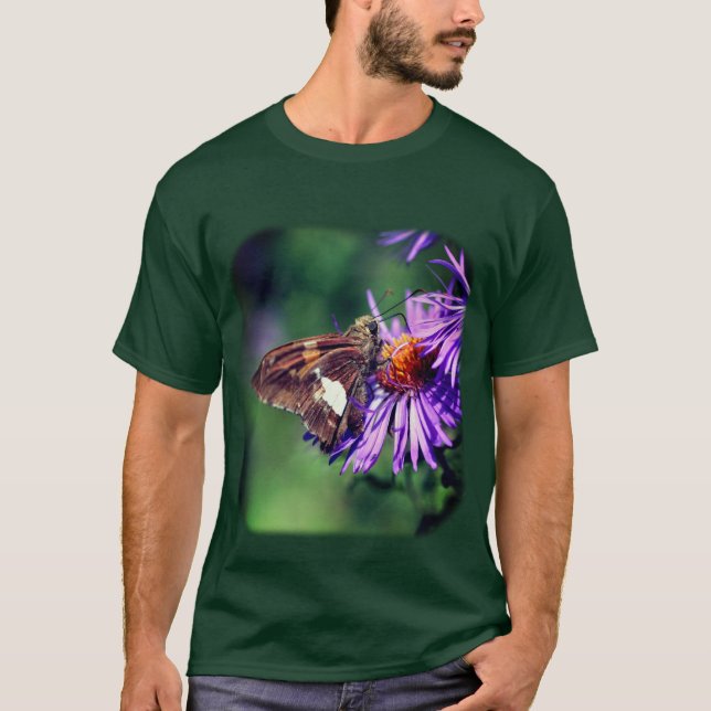 Camiseta Mariposa En Flor De Aster Púrpura (Anverso)