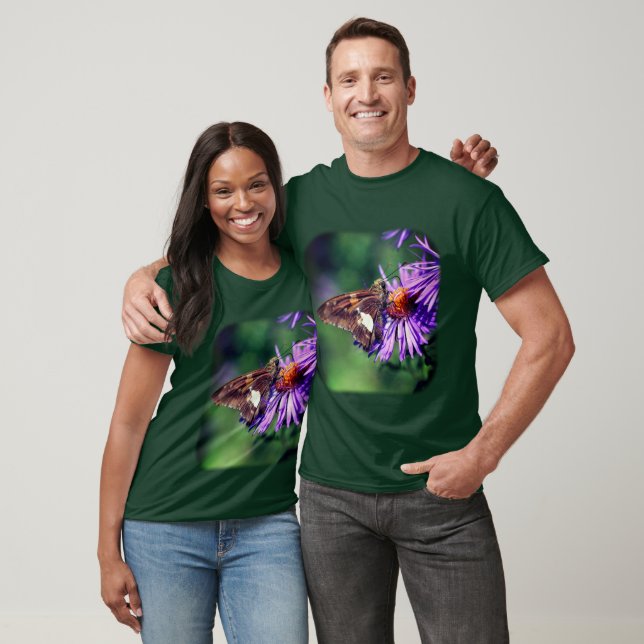Camiseta Mariposa En Flor De Aster Púrpura (Unisexo)