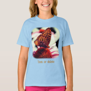 Camiseta Mariposa en flor de equinácea naturaleza 