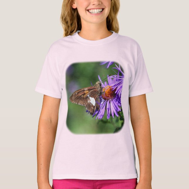 Camiseta Mariposa En La Naturaleza Del Aster Púrpura (Anverso)