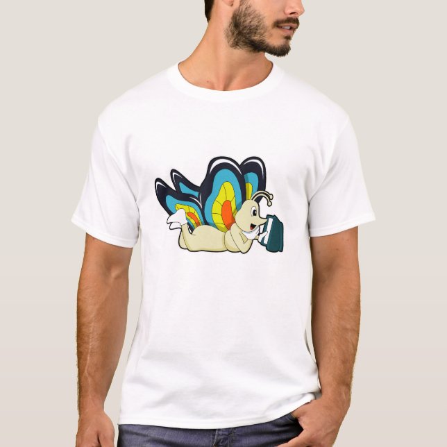 Camiseta Mariposa en lectura con libro (Anverso)