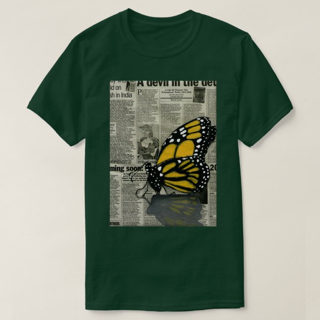 Camiseta Mariposa en mi periódico (Diseño del anverso)