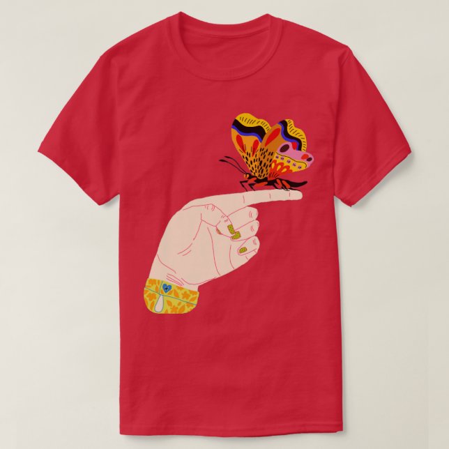 Camiseta Mariposa en un dedo (Diseño del anverso)