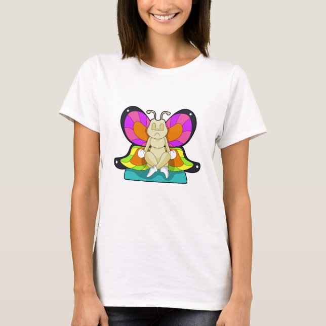 Camiseta Mariposa en Yoga en piernas cruzadas (Anverso)