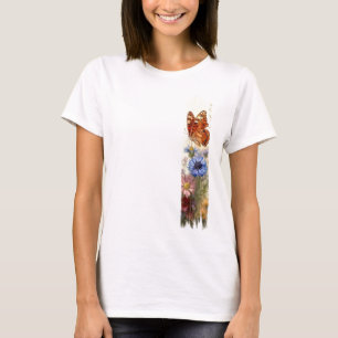 Camiseta Mariposa entre flores silvestres Pinza de pincel