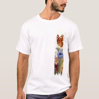 Camiseta Mariposa entre flores silvestres Pinza de pincel