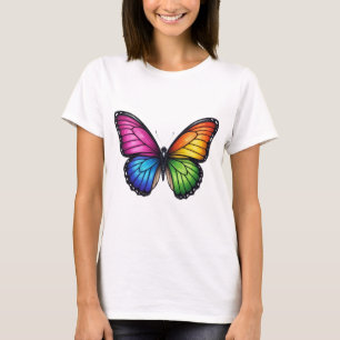 Camiseta Mariposa Espectro de Arcoíris – Arte Vibrante Dibu