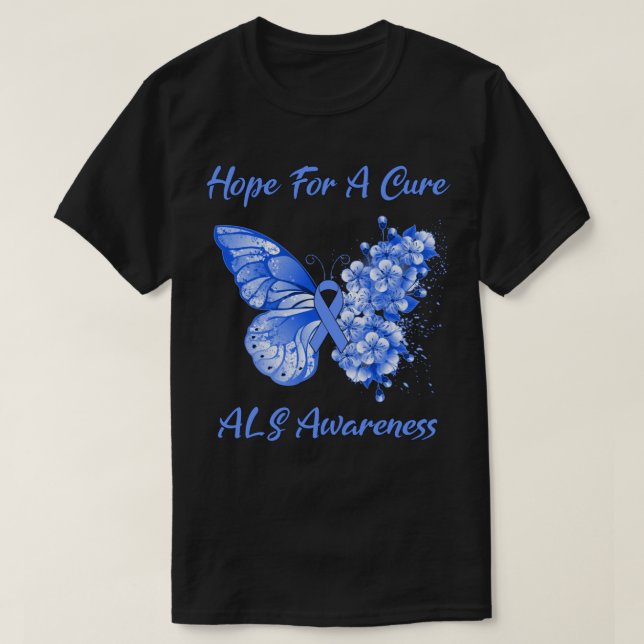 Camiseta Mariposa Esperanza De Una Cura Y Conciencia De ALS (Diseño del anverso)
