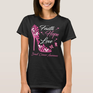 Camiseta Mariposa Fe Esperanza Amor Cáncer de Mama Guerrero