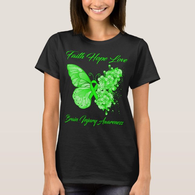 Camiseta Mariposa Fe Esperanza Amor Lesiones Cerebrales Con (Anverso)