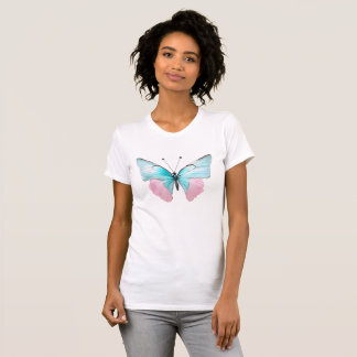 Camiseta Mariposa Femenina Rosa y Aqua