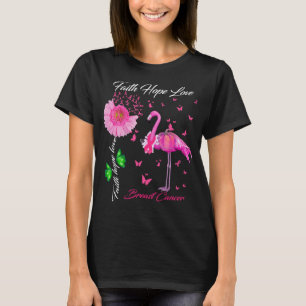 Camiseta mariposa flamingo Fe esperanza amor cáncer de mam