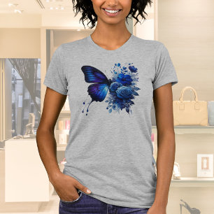 Camiseta Mariposa floral azul