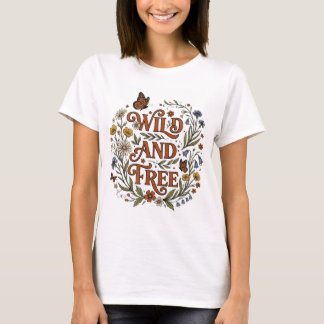 Camiseta Mariposa Floral Boho Salvaje Y Libre