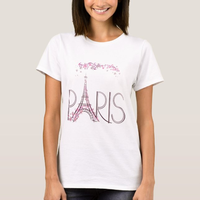 Camiseta Mariposa Floral Rosa París Torre Eiffel (Anverso)