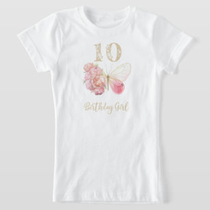 Camiseta Mariposa floral tema 10 cumpleaños