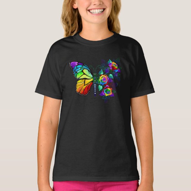 Camiseta Mariposa florida arcoiris (Anverso)