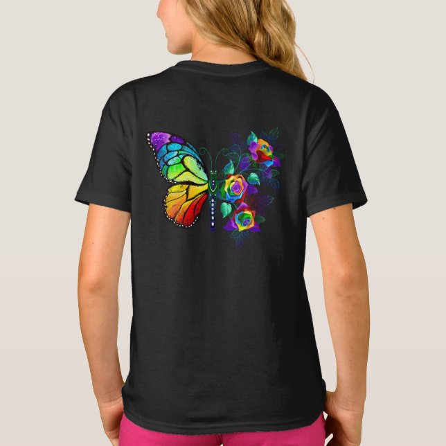 Camiseta Mariposa florida arcoiris (Reverso)