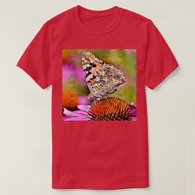 Camiseta Mariposa frita en flor floreciente (Diseño del anverso)
