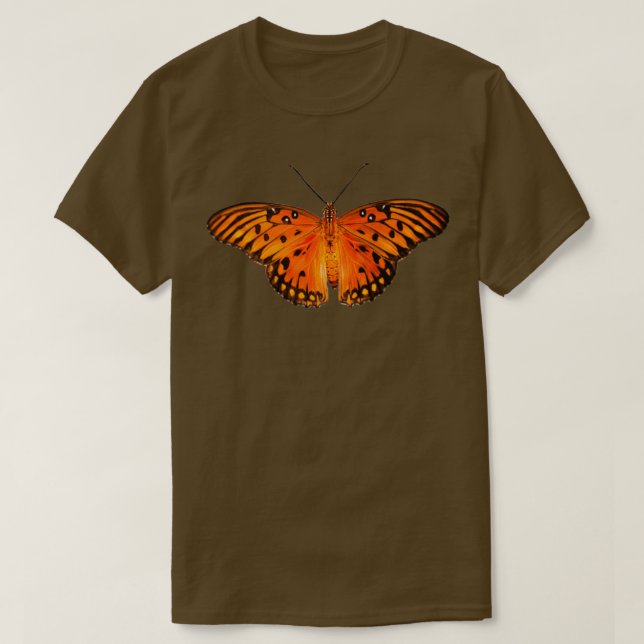 Camiseta Mariposa fritillera del Golfo sobre fondo naranja (Diseño del anverso)