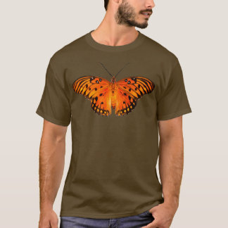 Camiseta Mariposa fritillera del Golfo sobre fondo naranja