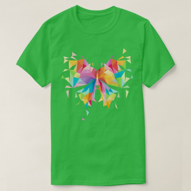 Camiseta Mariposa geométrica abstracta y colorida (Diseño del anverso)