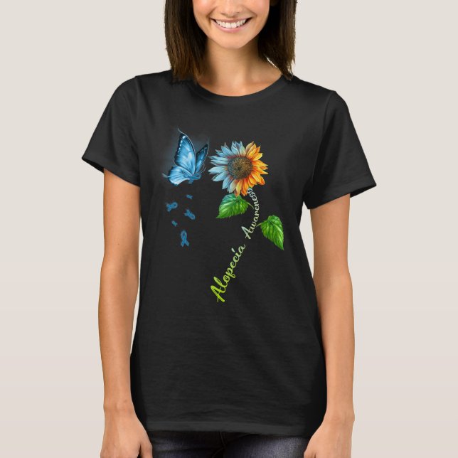 Camiseta Mariposa Girasol Alopecia Conciencia (Anverso)
