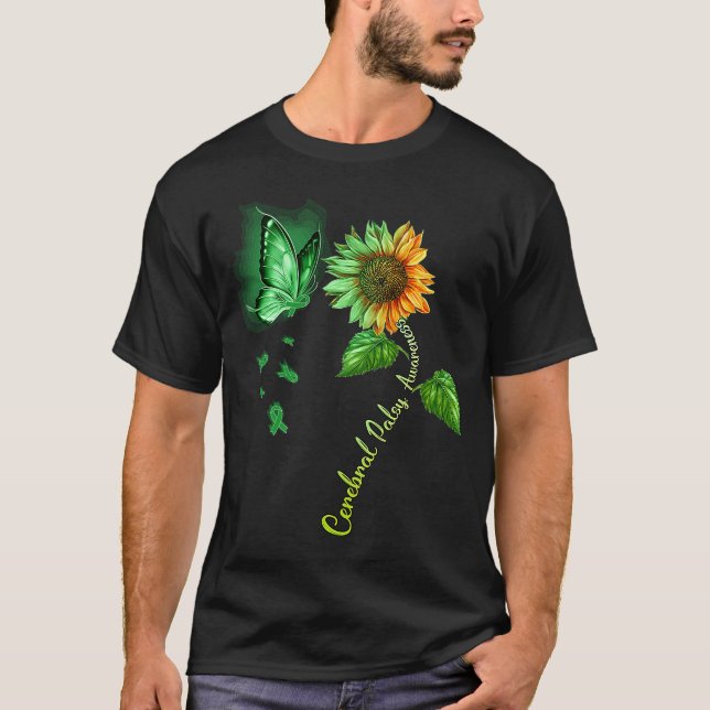 Camiseta Mariposa Girasol Conciencia de la parálisis cerebr (Anverso)