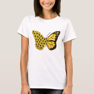 Camiseta mariposa girasol vintage mujeres monarca