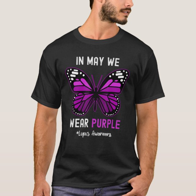 Camiseta Mariposa Guay En Mayo Usamos Lupus Awarene Morado (Anverso)