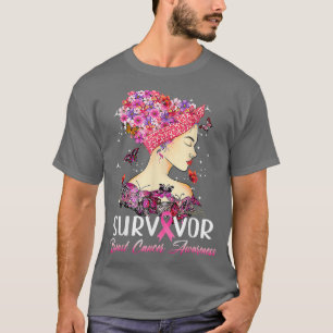 Camiseta Mariposa Guerrero del girasol Cáncer de Mama Rosa
