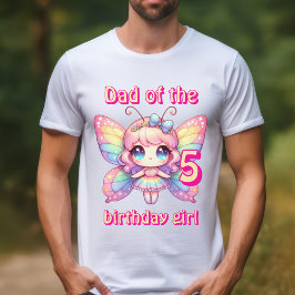 Camiseta Mariposa hada arcoíris Papá de la cumpleañera