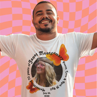 Camiseta Mariposa Hippie Retro 70 cumpleaños de foto