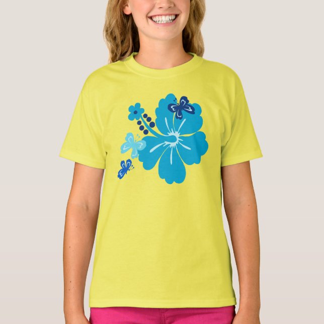 Camiseta Mariposa Honolua e Hibiscus hawaiano (Anverso)