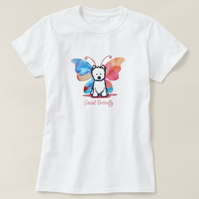 Camiseta Mariposa KiniArt Westie (Diseño del anverso)