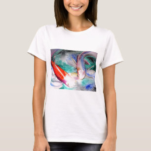 Camiseta Mariposa Koi acuarela Arte de pescado japonés