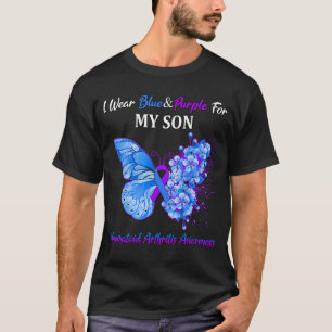Camiseta Mariposa Llevo Azul&Púrpura Por Mi Hijo Artritis R
