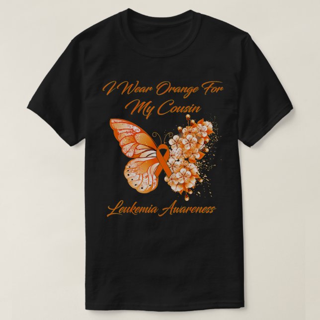 Camiseta Mariposa: Llevo Naranja Para Mi Hermano Leucemia A (Diseño del anverso)