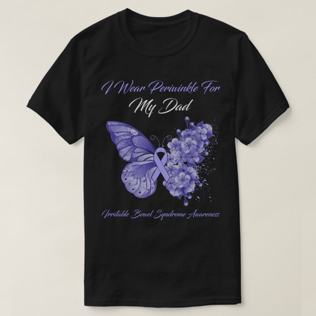 Camiseta Mariposa: Llevo Perwinkle Para Mi Papá Irritable B (Diseño del anverso)