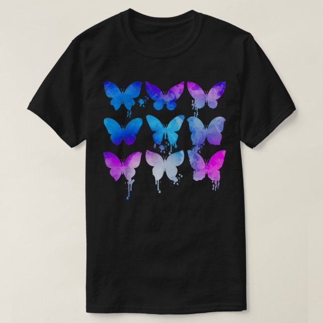 Camiseta Mariposa Lover Mariposas Pink Blue Purple Water (Diseño del anverso)