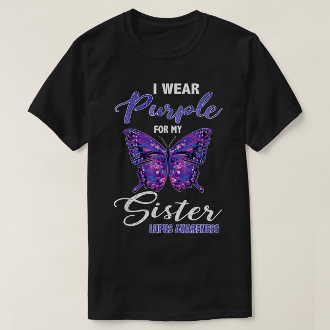 Camiseta Mariposa Lupus Hermana Lupus Conciencia Cinta Púrp (Diseño del anverso)