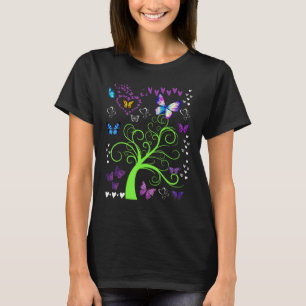 Camiseta Mariposa Mariposa Círculo Los Árboles Divertidos T