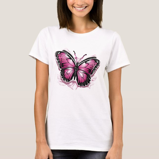Camiseta Mariposa mariposa color rosa fucsia colorido (Anverso)