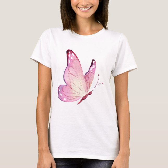Camiseta Mariposa Minimalista rosa moderna (Anverso)