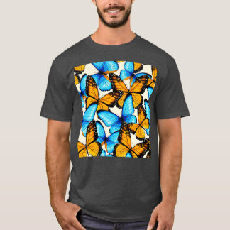 Camiseta Mariposa Monarca Azul Y Amarilla
