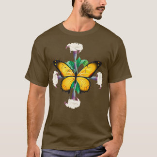 Camiseta Mariposa monarca con manto de hojas de datura